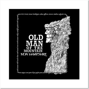 Old Man of the Mountain New Hampshire naturally formed granite profile Posters and Art